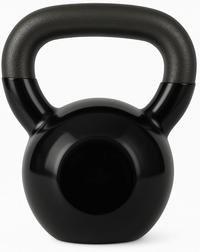 Vinyl-coated black kettlebell for home strength training – 15 to 30 lb options