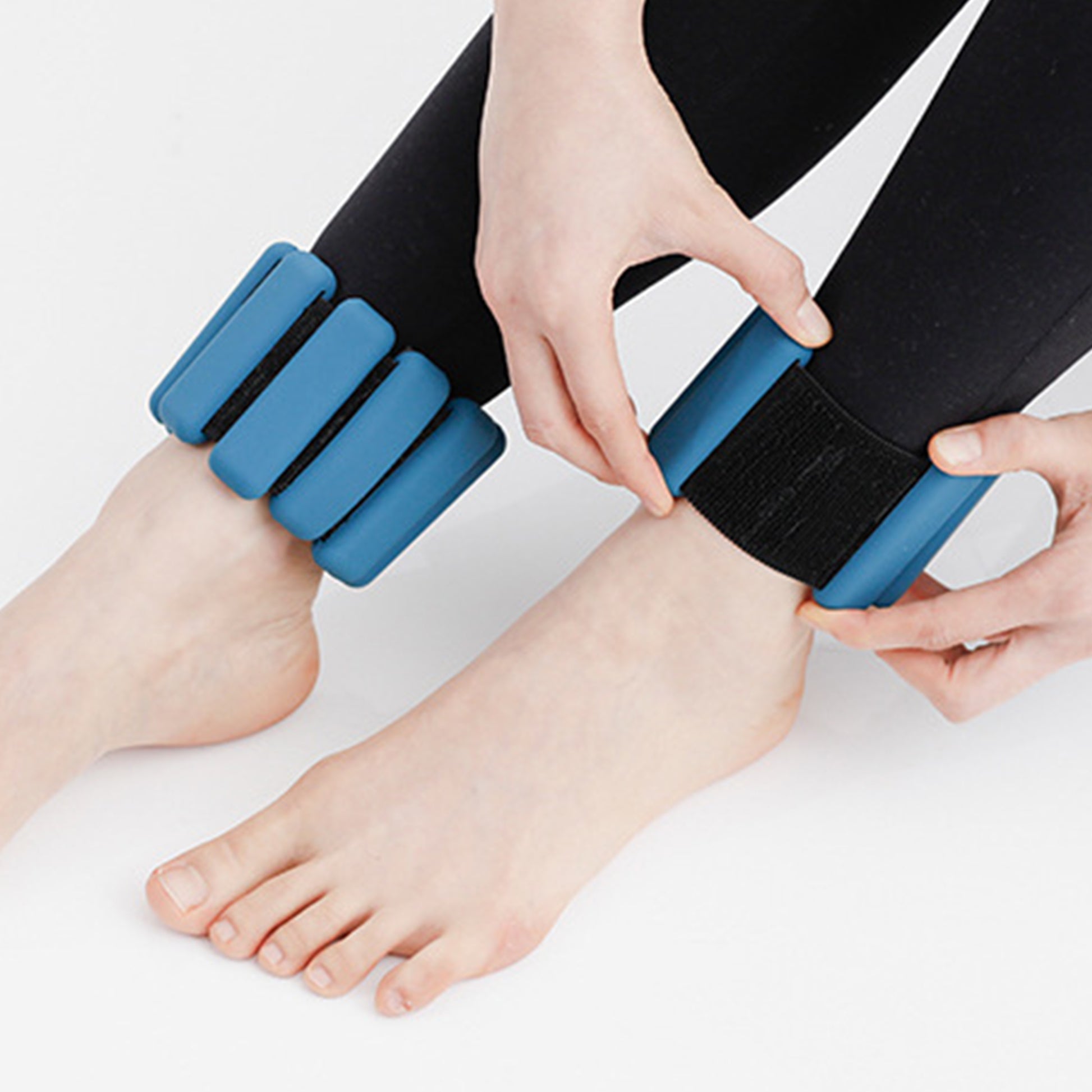Close-up of adjustable silicone strap on wrist/ankle weights – soft, secure design