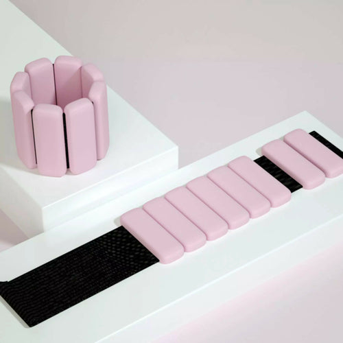 Pink silicone wrist/ankle weights with velcro strap – designed for mindful movement