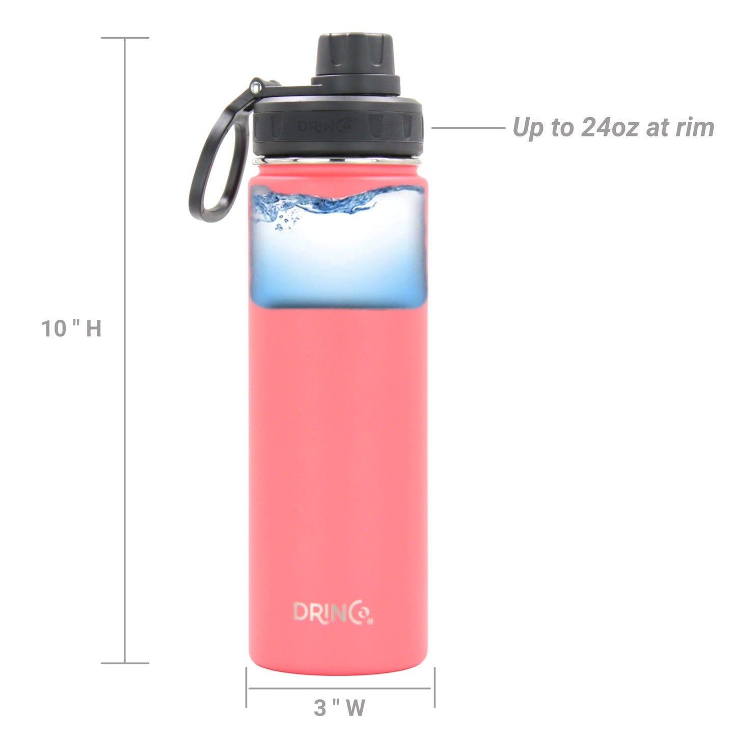 DRINCO® 22oz Stainless Steel Sport Water Bottle - Coral