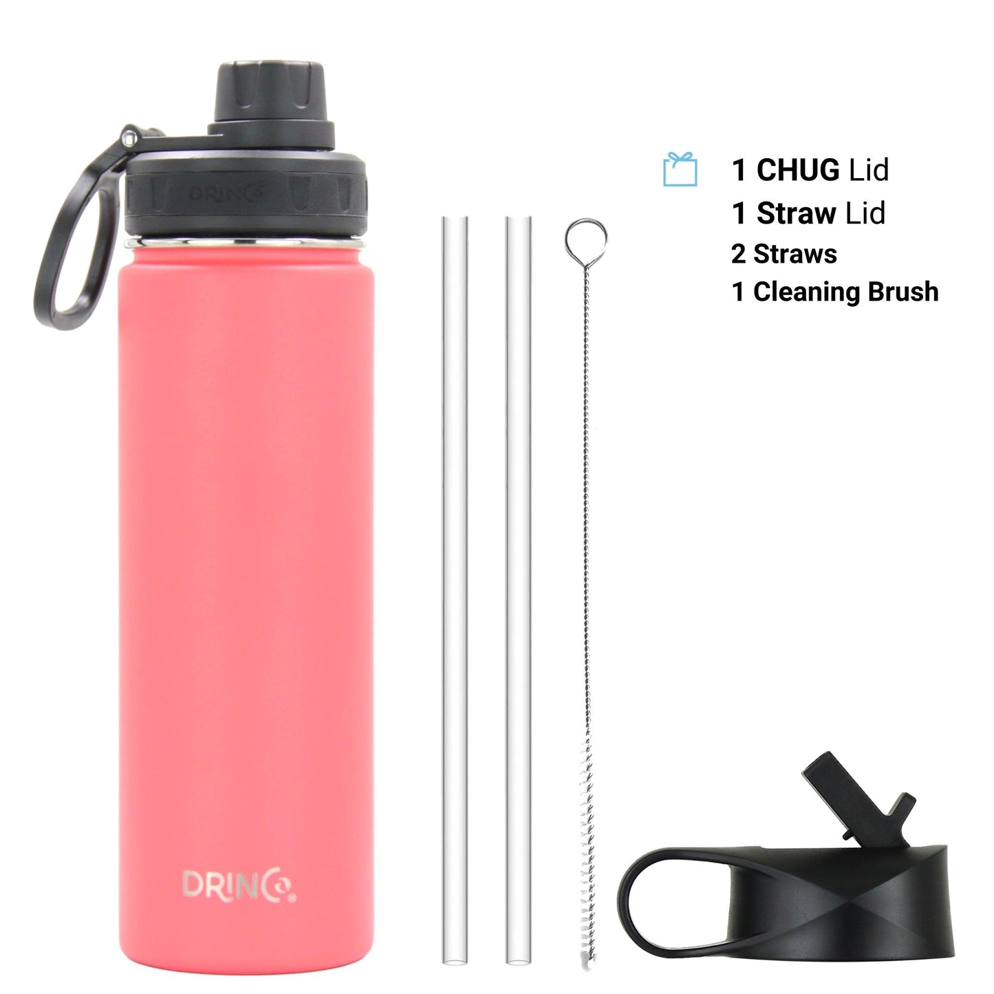 DRINCO® 22oz Stainless Steel Sport Water Bottle - Coral