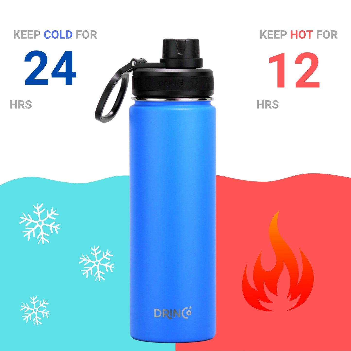 DRINCO® 22oz Stainless Steel Sport Water Bottle - Blue