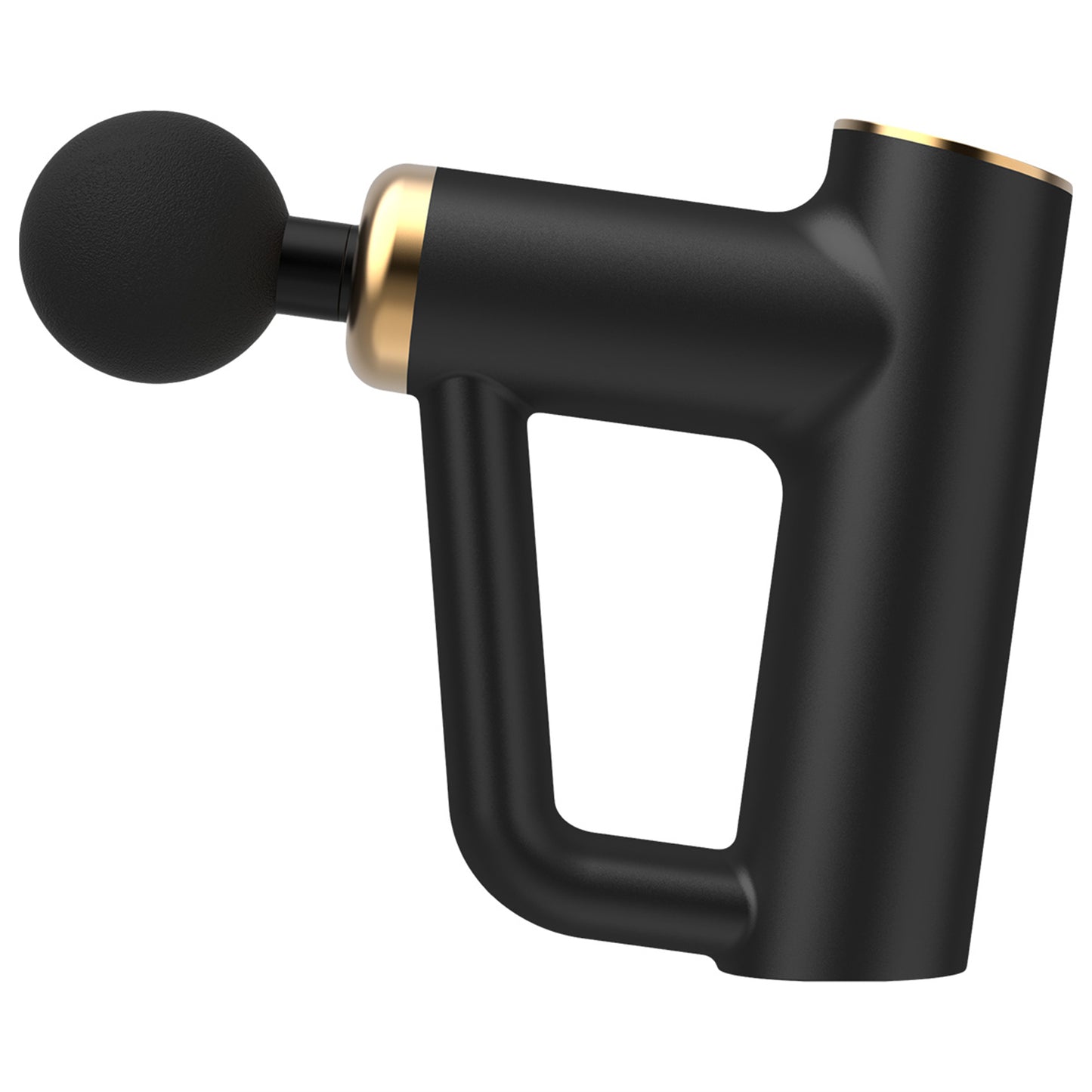 Handheld deep tissue massage gun with matte black finish and ergonomic grip.