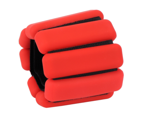 Red silicone ankle or wrist weights – 1 lb each – durable and adjustable for low-impact workouts