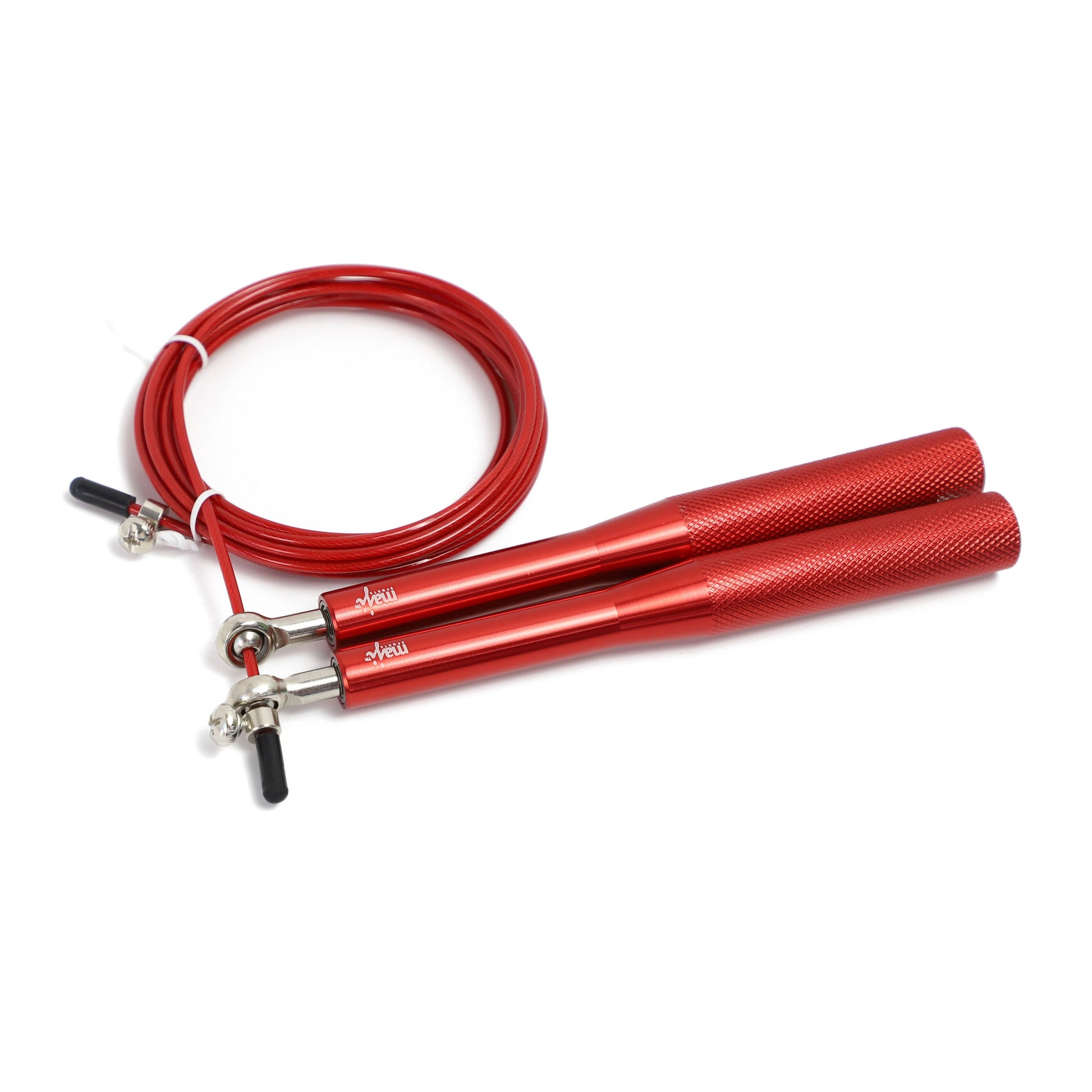 Adjustable red jump rope – metal handles with anti-slip grip for high-speed training