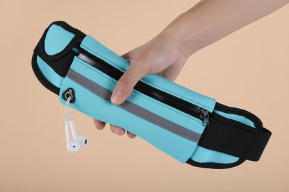 Close up of running waist pack pockets and zippers for secure storage