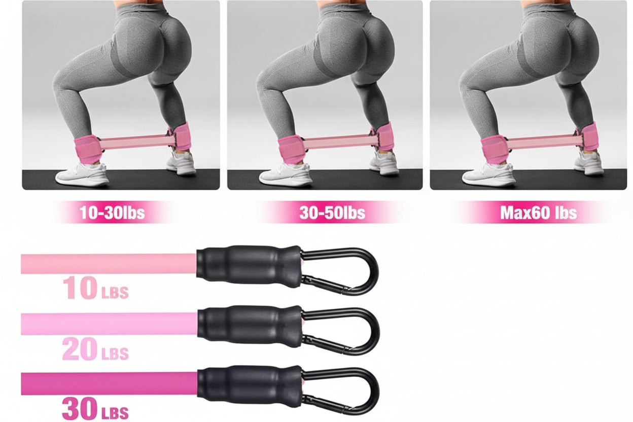 Leg and lower body training using ankle resistance bands for strength and mobility