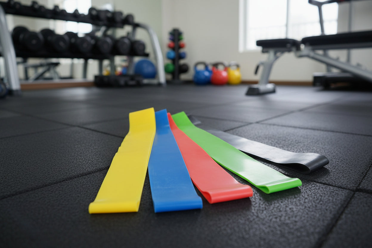 Resistance band set with handles, door anchor, and carrying bag for fitness training