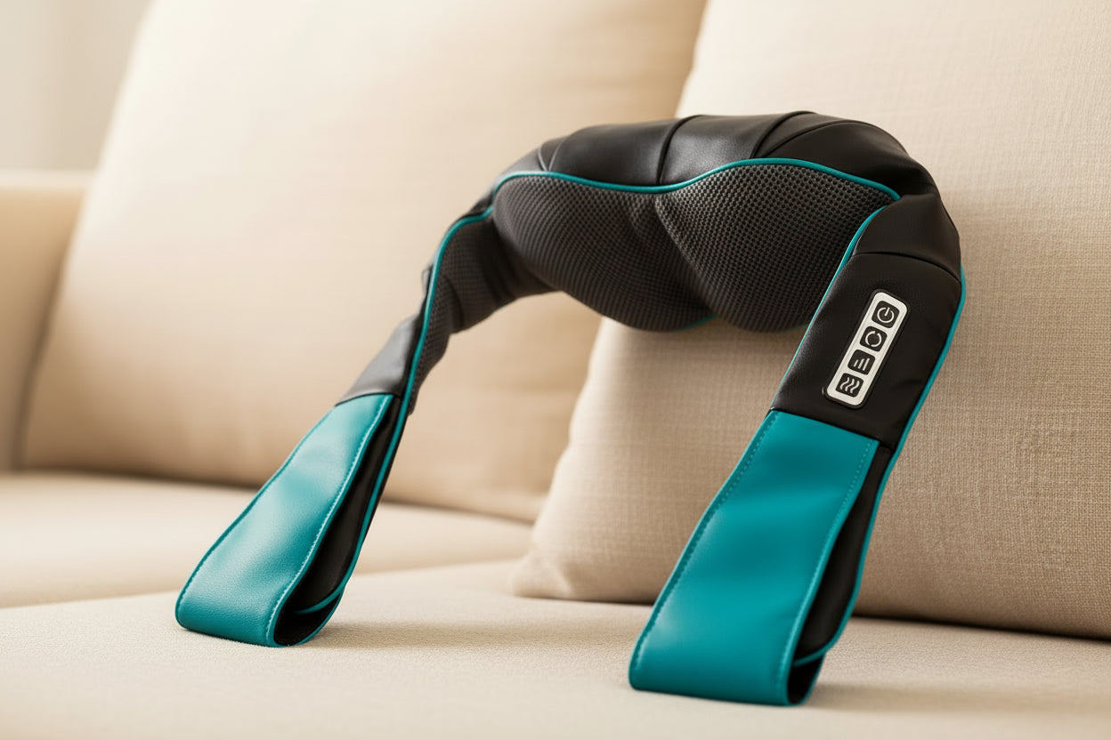 Neck and back massager with infrared heat for deep tissue relief