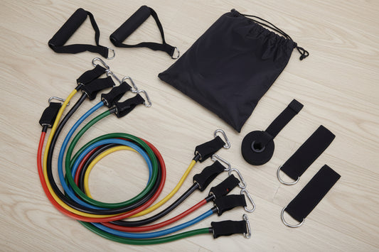 Premium resistance band set with multiple strength levels for full body workouts
