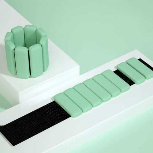 Mint green silicone wrist or ankle weights – 1 lb soft strength gear for home training