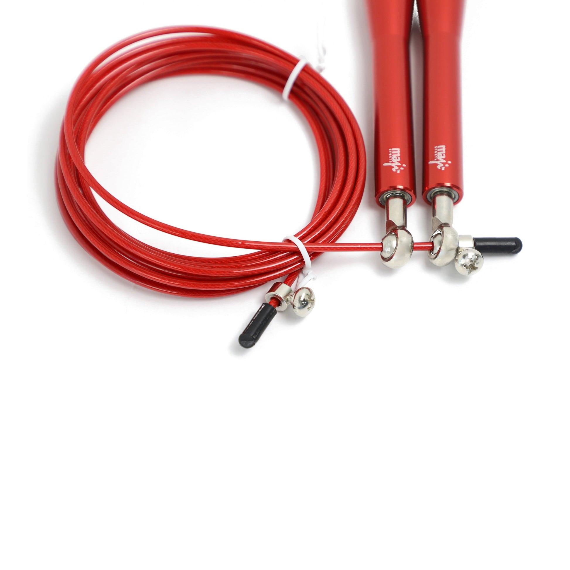 Coiled red fitness rope with steel cable – designed for agility and endurance workouts