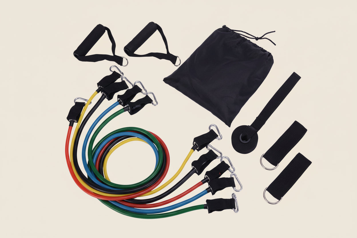 Premium resistance band set with multiple strength levels for full body workouts