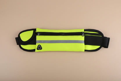 yellow running waist pack for travel and jogging with multiple zipper pockets