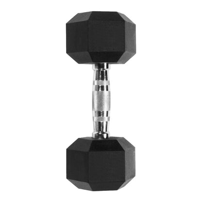 Rubber Hex Dumbbell – Solid Cast Iron Core with Chrome Handle