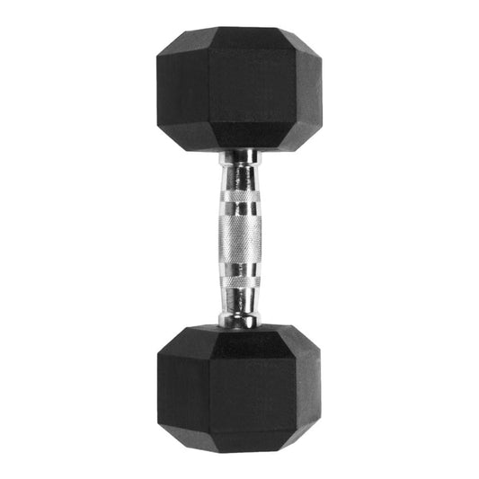 Rubber Hex Dumbbell – Solid Cast Iron Core with Chrome Handle