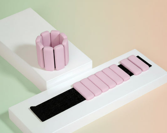 Pink silicone wrist/ankle weights with velcro strap – designed for mindful movement
