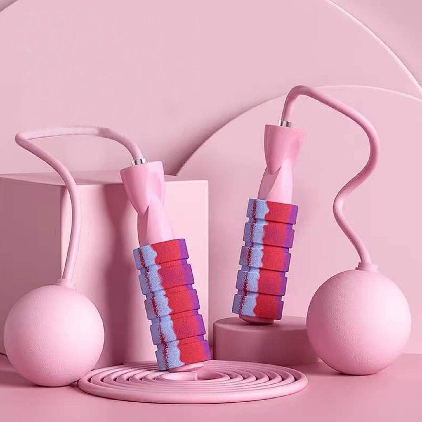 Weighted ropeless jump rope with adjustable handles and weighted balls for cardio workouts