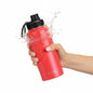 Red insulated sports water bottle with straw lid – stainless steel, leak-proof design
