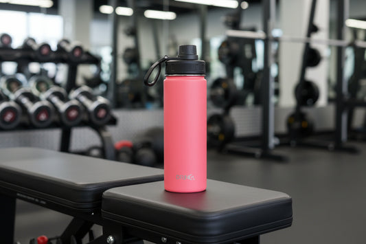 Barn pink 22oz stainless steel Drinco water bottle for daily hydration