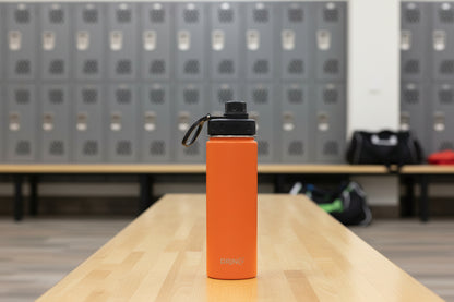 Barn orange stainless steel water bottle in backpack for everyday hydration